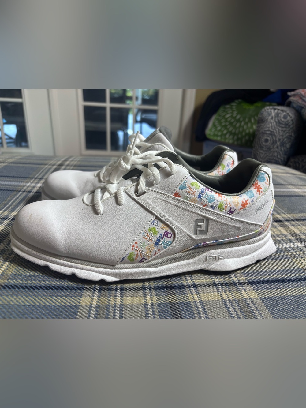 FootJoy Pro SL Golf Shoes White Leather Colorful Novelty Print